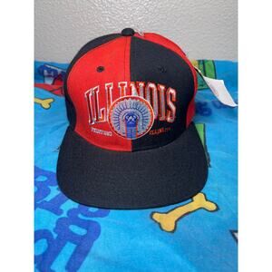 Vintage 90s Illinois Fighting Illini College Snapback Magic Sam jung NWT